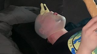 Exploring breathplay with latex glovemask and dildo – 26x7m sucking experience