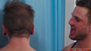 Devin franco & aiden langston help blain oconnor create a diy glory hole in the shower curtain