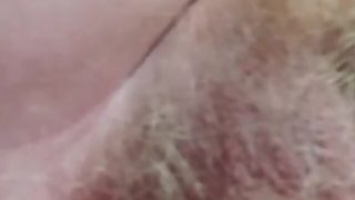 Dildo in butt ,caressing haired balls and wanking tiny cock