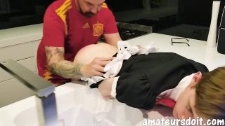 Exotic twink sissy gets bred by bear in french maid roleplay: amateursdoit cumshot surprise