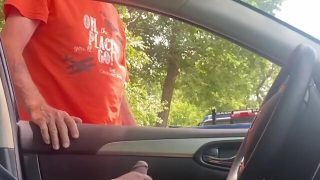 Jwildxxx got caught stroking in her car by a park stranger!