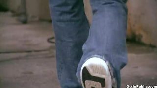 Sucking cock in an alley